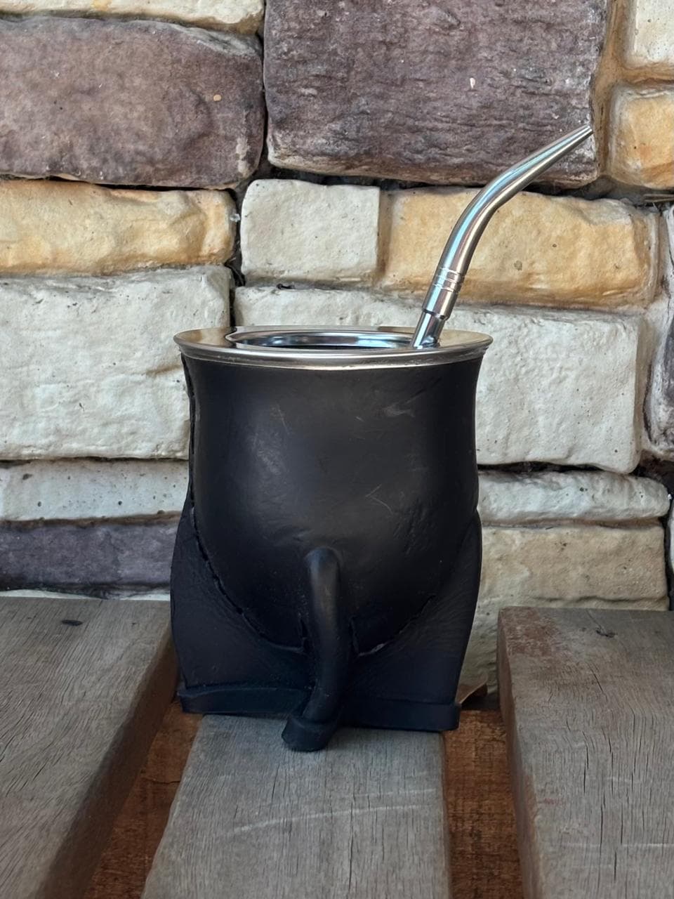 Mate Camionero con Interior de Acero - Negro